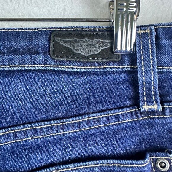 Harley Davidson Jeans Womens 8 Western Biker Moto Y2K Grunge Rockabilly Denim - Picture 11 of 12